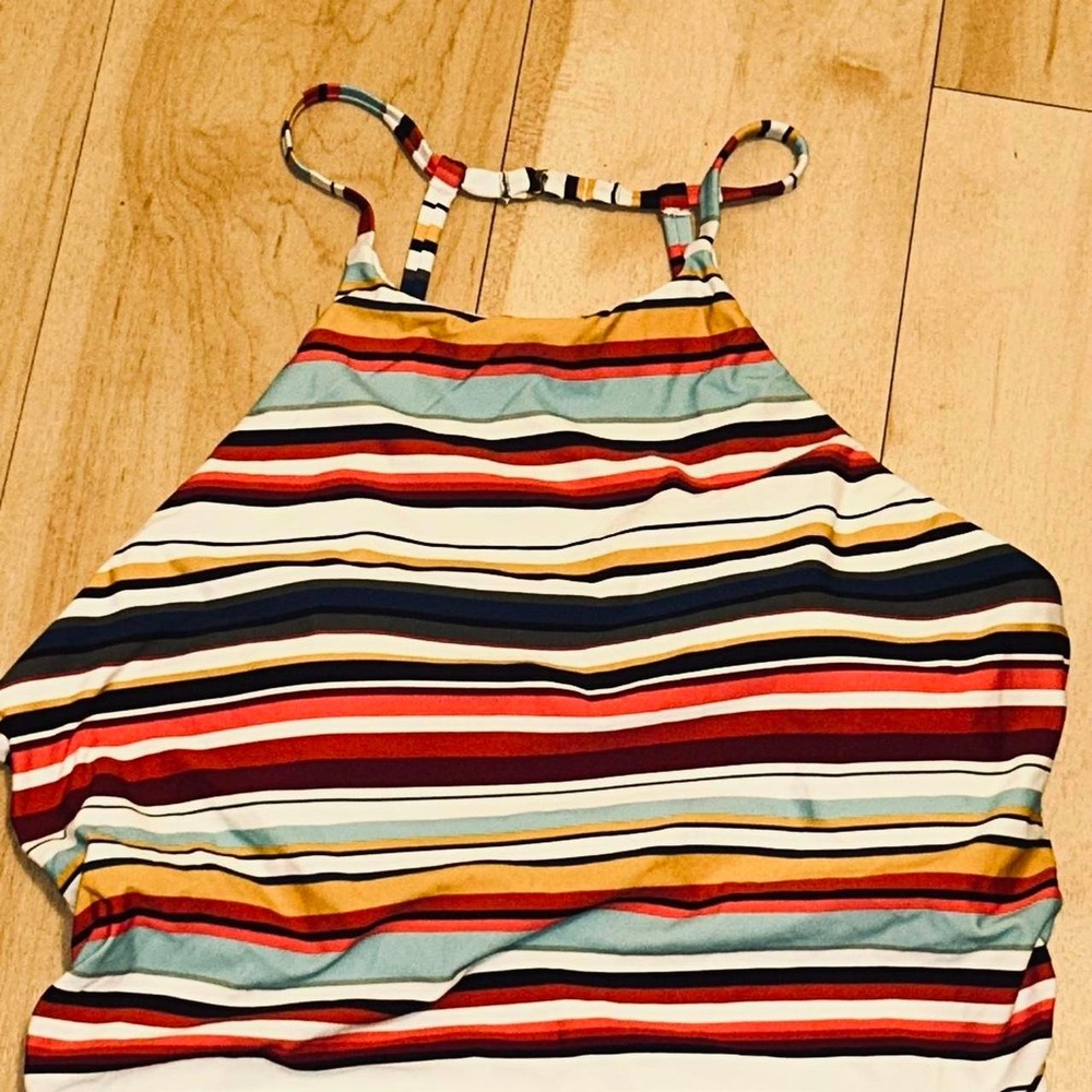 Anne Cole multicoloured striped tankini swimsuit. Top with built-in bra. Size XL - Picture 2 of 8